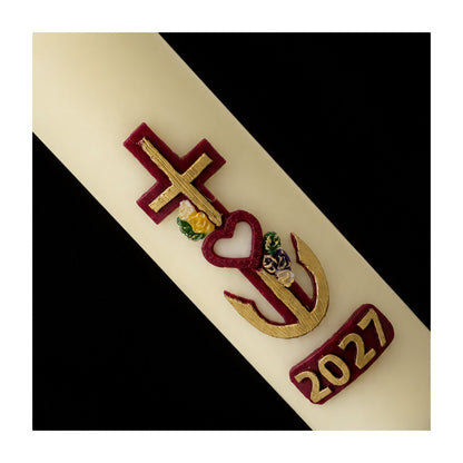 Cross with Heart Home Paschal Candle - 3" x 12"