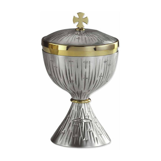 7 3/4" High All Over Cross Brass Ciborium