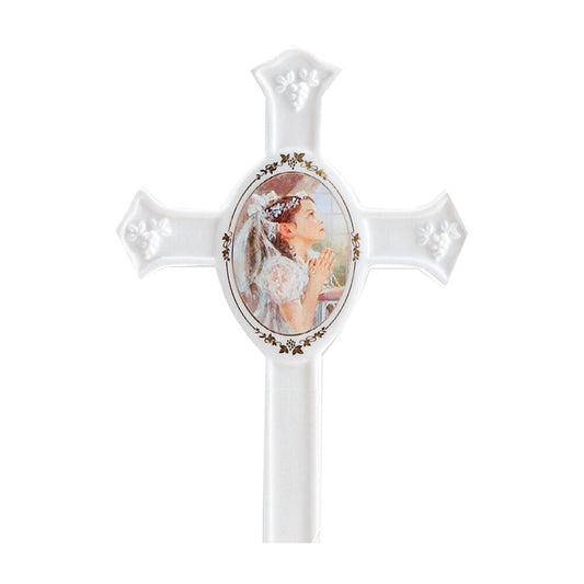 7 1/2in High Porcelain Cross for Girl