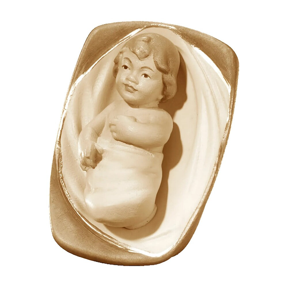Baby Jesus in Crib in Maple Wood