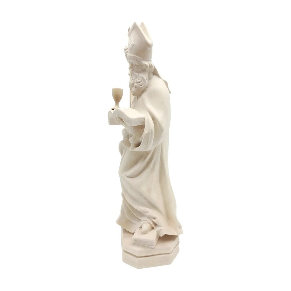 Sculpture of Saint Richard Bishop with Crozier and Book in Val Gardena Wood