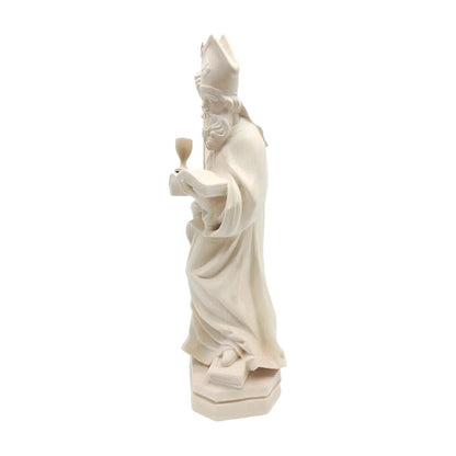 Sculpture of Saint Richard Bishop with Crozier and Book in Val Gardena Wood