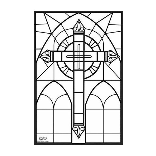 Cross Stained Glass Window Colouring Poster