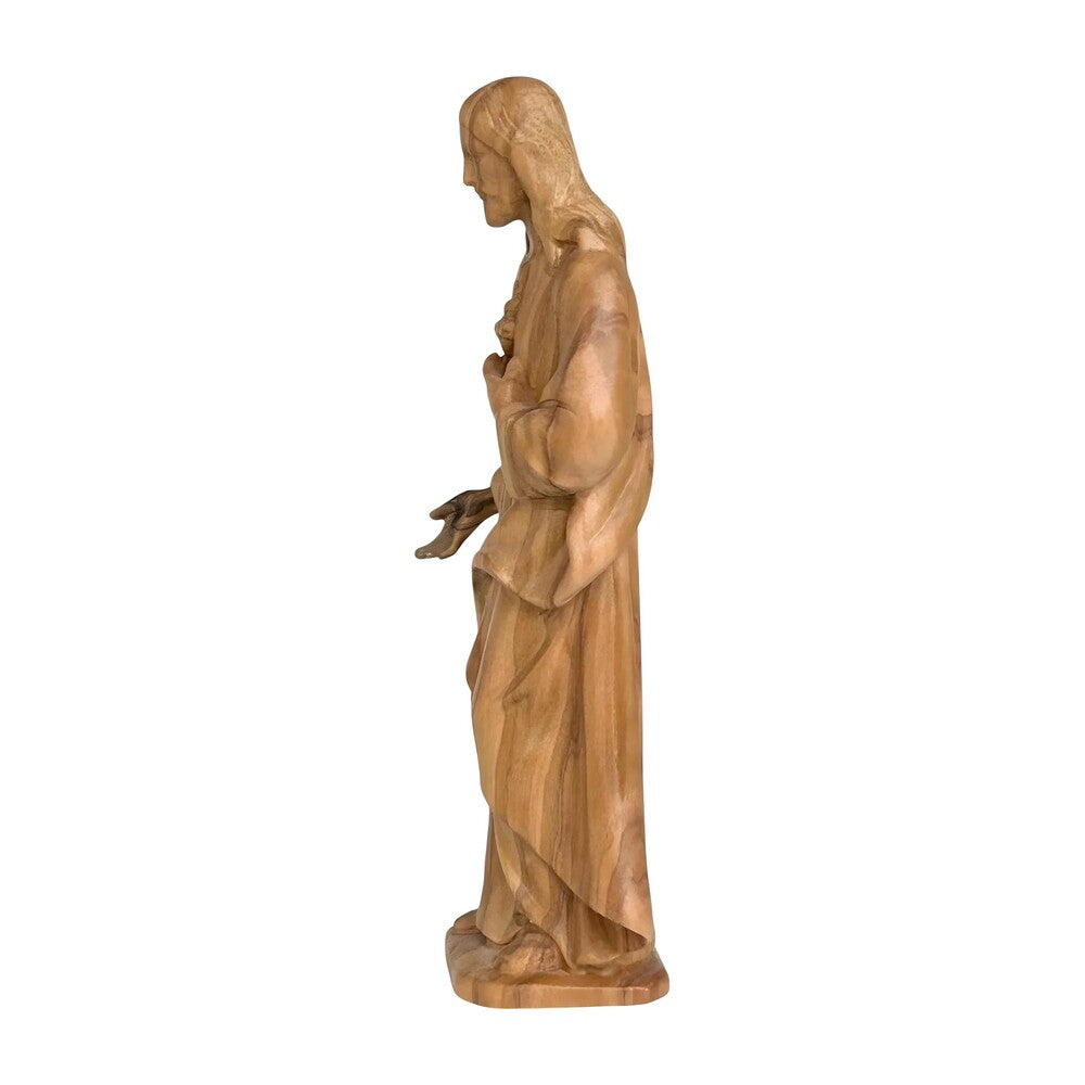 Sacred Heart of Jesus Sculpture in Hand-Painted Val Gardena Wood