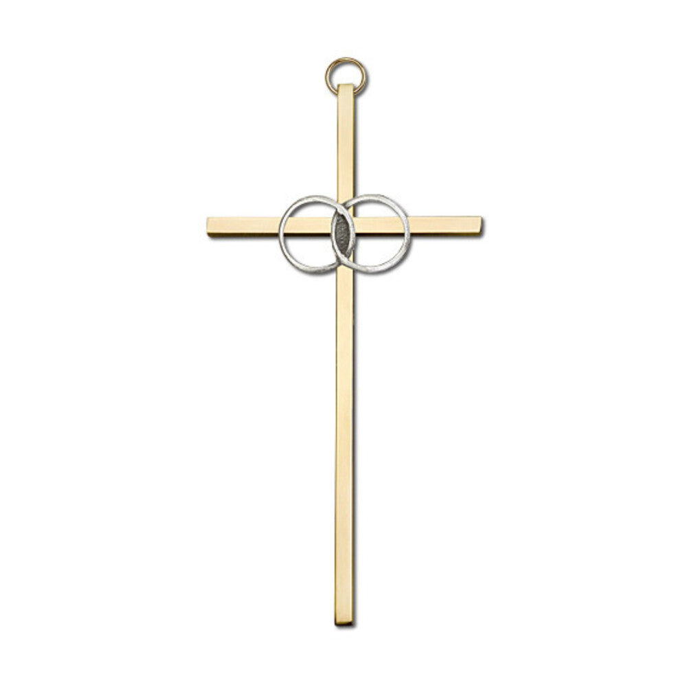 Wedding Rings 6" Metal Wall Cross 4602