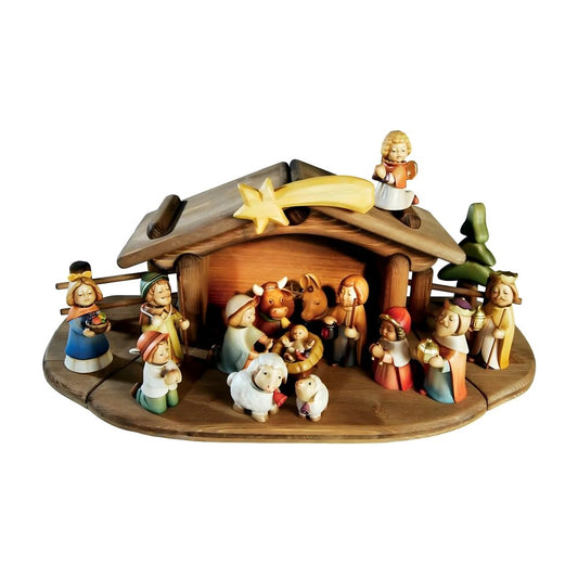 Handmade 14pc Aurora Nativity Scene with Stable