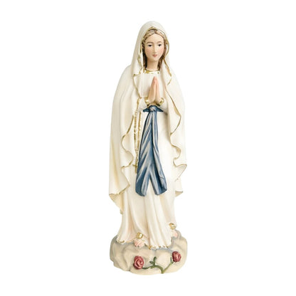 Hand-Carved Wooden Statue of Our Lady of Lourdes in Val Gardena