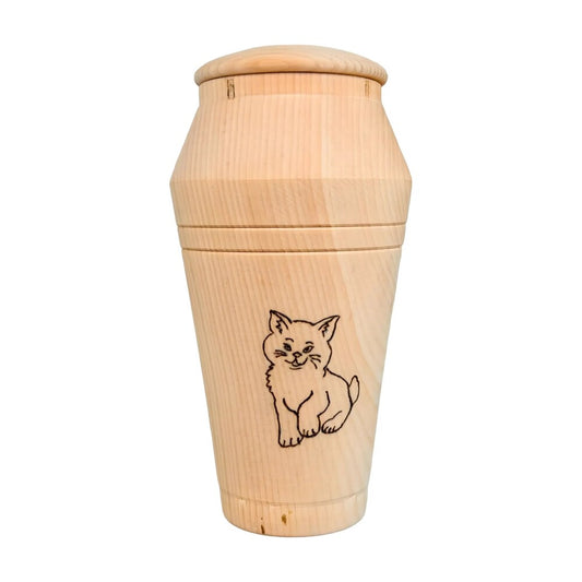 Maple Wood Commemorative Urn for Pyrography Engraved Cat | 16 cm