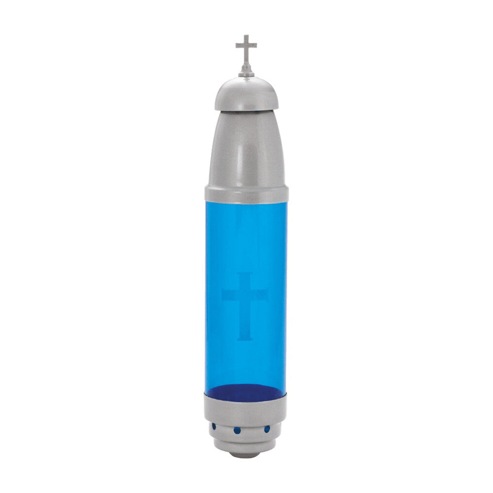 Candle - Silver w/ BLUE - No Filigree - W/ Stake