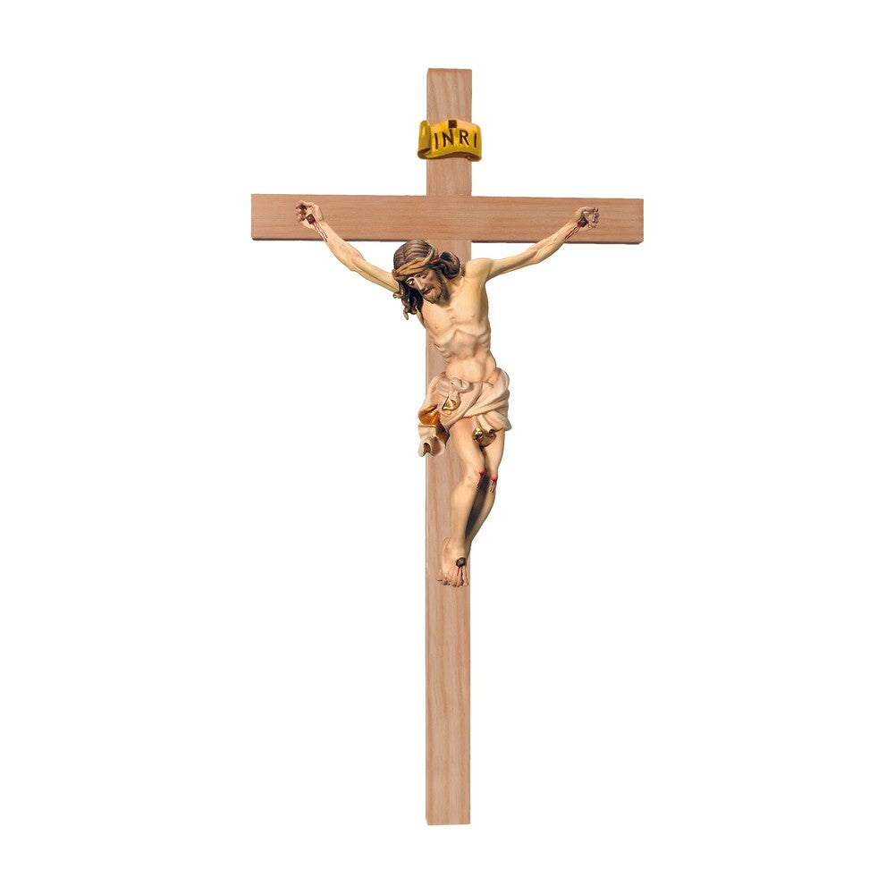 Crucifix Sculpture Christ on the Cross Realistic Hand-Carved in Wood