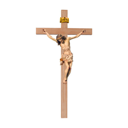 Crucifix Sculpture Christ on the Cross Realistic Hand-Carved in Wood