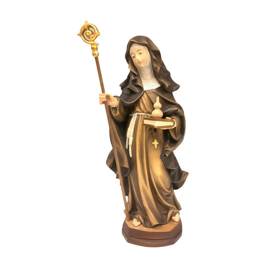Saint Walburga Hand Carved Oil Painted Wood Statue Val Gardena