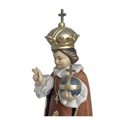 Infant Jesus of Prague Polychrome Hand-Carved Wooden Statue