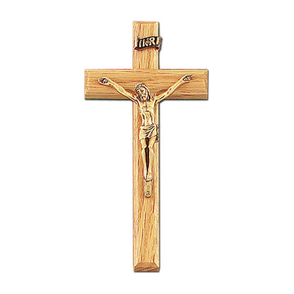 6 1/4" Oak Cross with Metal Corpus, Style JC637K