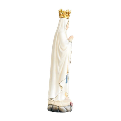 Our Lady of Lourdes Statue with Golden Crown in Carved Wood