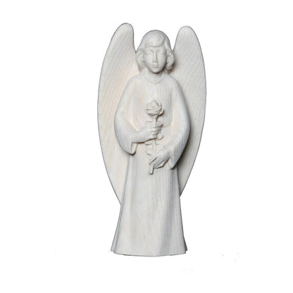Guardian Angel with Rose, Maple Wood Sculpture from Val Gardena