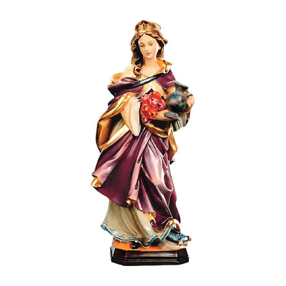 Wooden Statue Saint Elizabeth of Hungary, Handicraft Sculpture Val Gardena
