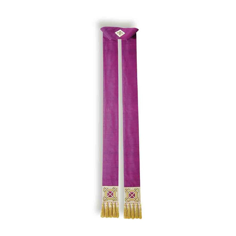 Pure Silk Light Purple & Gold Overlay Stole - PBSB131