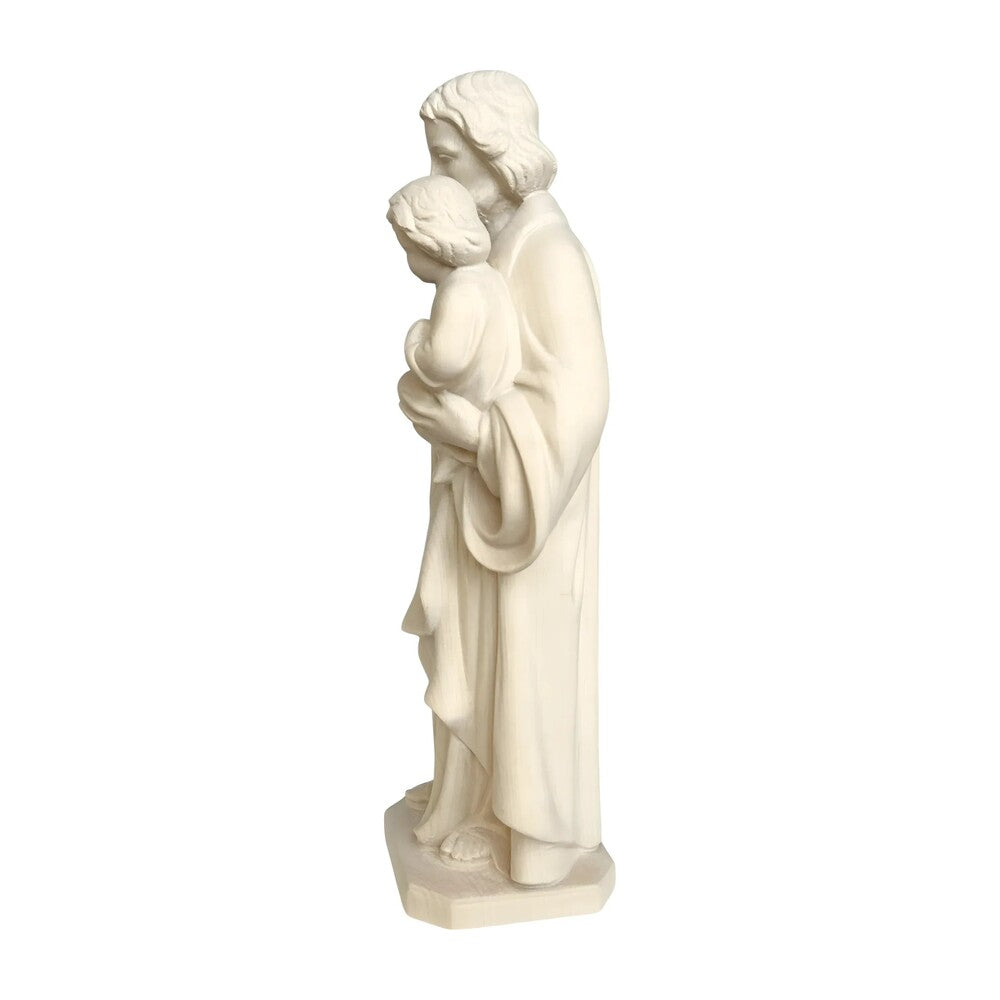 Wooden Statue Saint Joseph with Child Jesus and the Polychrome Lily