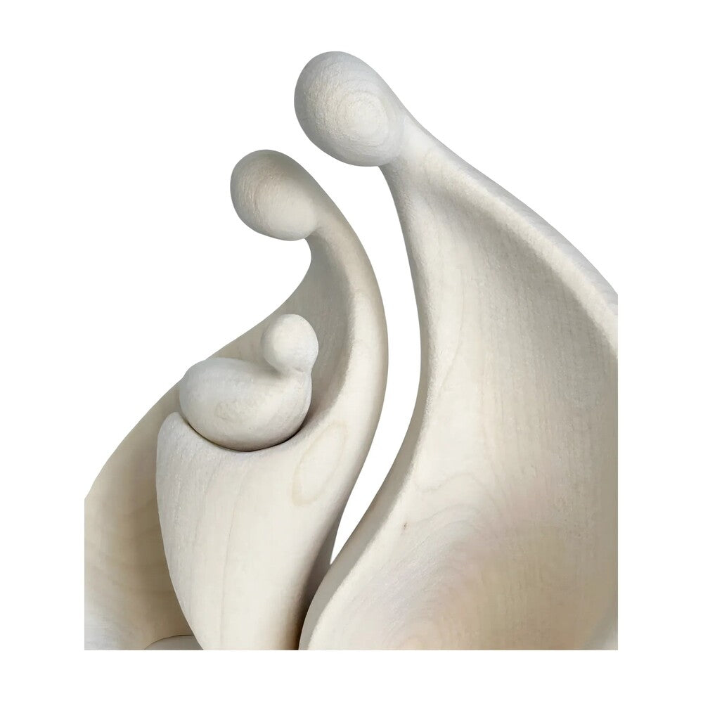 Abstract Holy Family Sculpture in Maple Wood Val Gardena