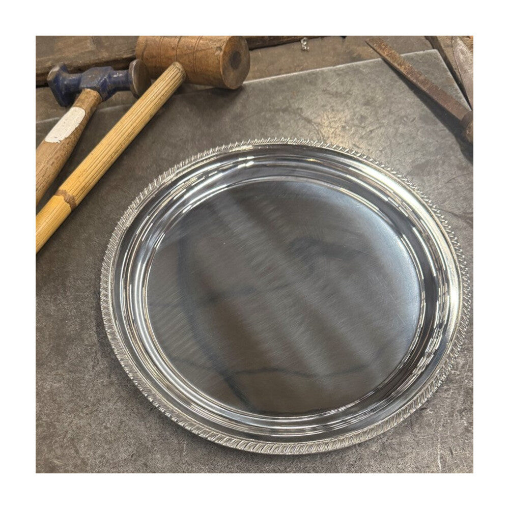 Large Gadroon Rim Pewter Tray