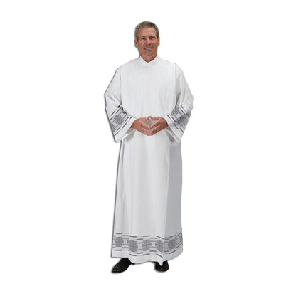 R. J. Toomey Front Wrap Alb with Woven Jerusalem Cross