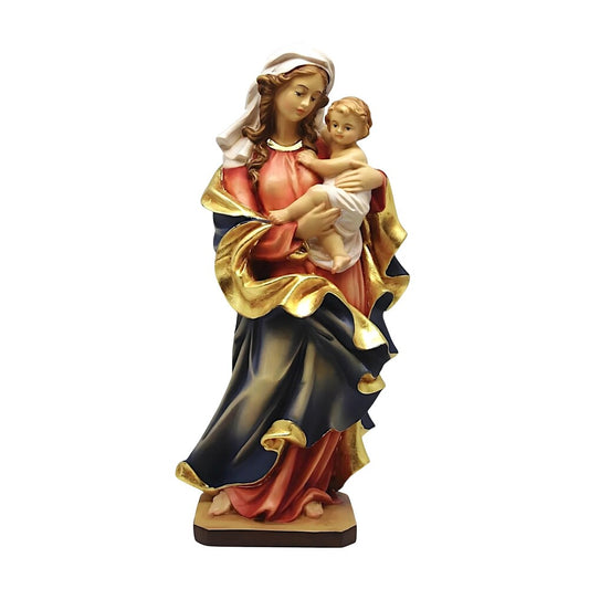 Our Lady of the Heart with Child statue in carved wood from Val Gardena