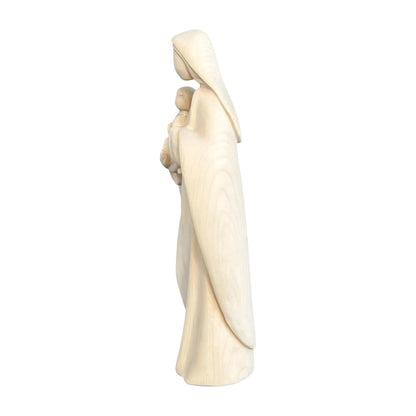 Modern Madonna with Child, Val Gardena Artisanal Wood Sculpture