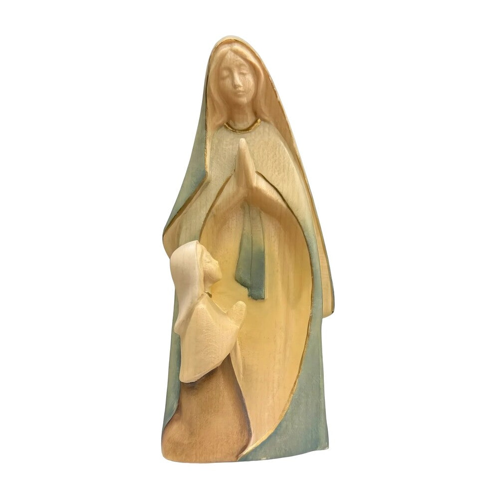 Our Lady of Lourdes Statue in Hand-Carved Wood Val Gardena