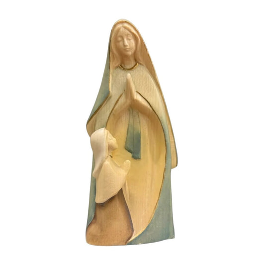 Our Lady of Lourdes Statue in Hand-Carved Wood Val Gardena