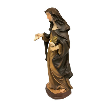 Sculpture Saint Catherine of Siena in Val Gardena Wood, Hand-Painted
