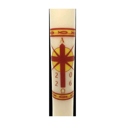 Cross with Radiant Sun and Fish Paschal Candle