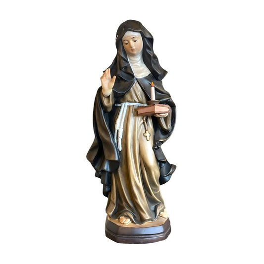 Sculpture Saint Genevieve in Hand-Carved and Hand-Painted Wood Val Gardena