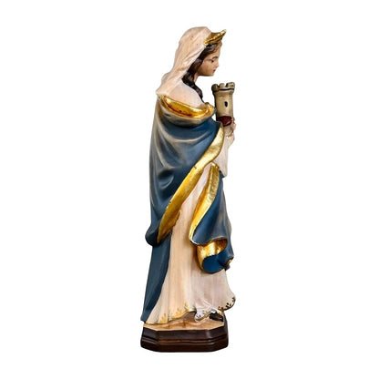 Santa Barbara with Tower: Handcrafted Wood Carving from Val Gardena