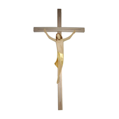 Stylized Christ on Maple and Linden Wood Cross Val Gardena