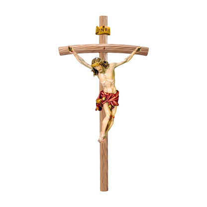 Hand-Carved Baroque Crucified Christ in Val Gardena Wood