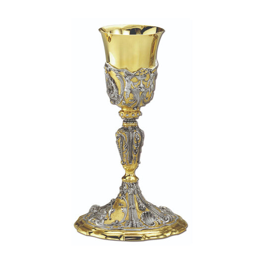 10" Ornate Two Tone Silver & Gold Plated Chalice