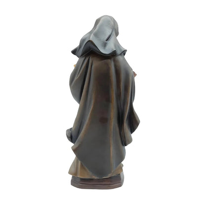 Statue Sister Angela Merici in Val Gardena Wood, Hand-Painted Sacred Sculpture
