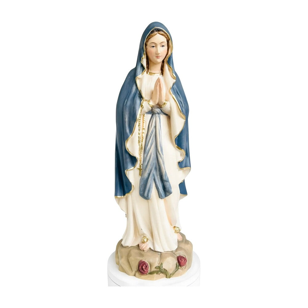 Hand-Carved Wooden Statue of Our Lady of Lourdes in Val Gardena