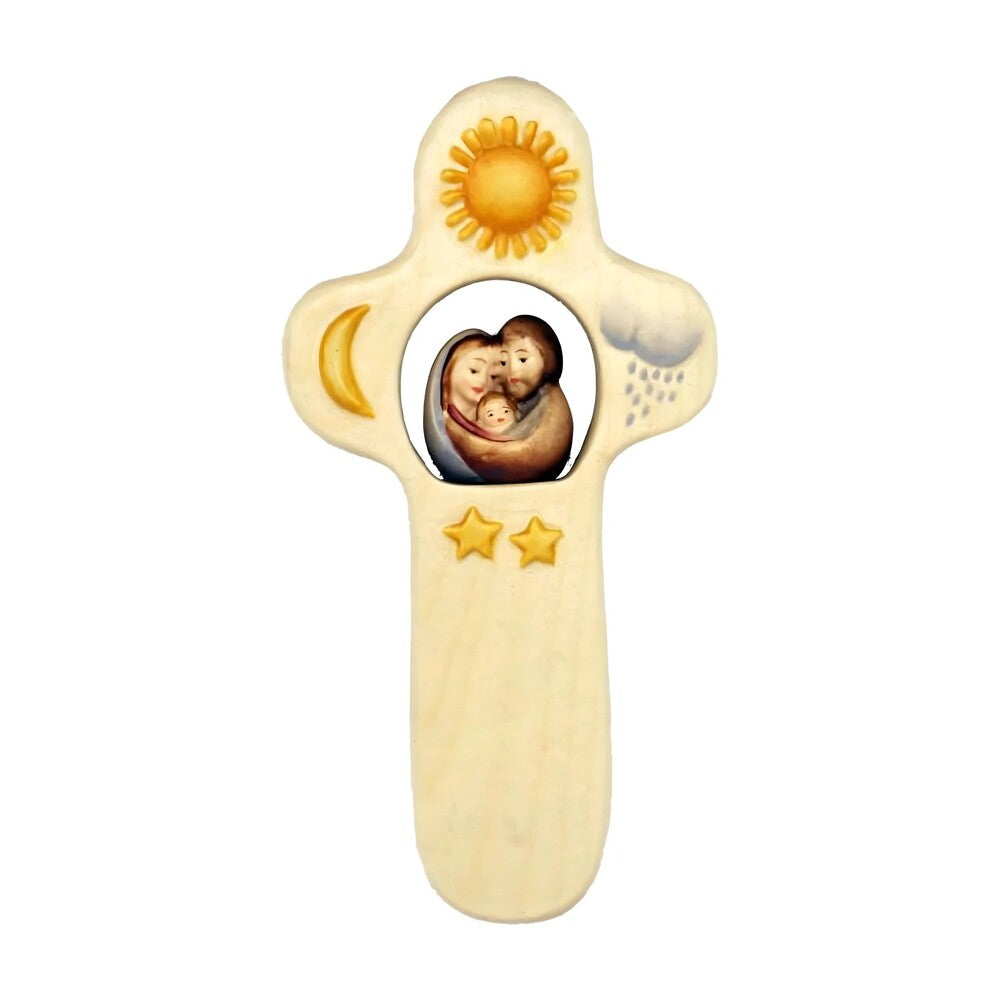 Maple Wood Artistic Cross with Holy Family