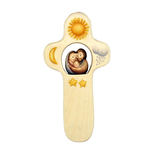 Maple Wood Artistic Cross with Holy Family