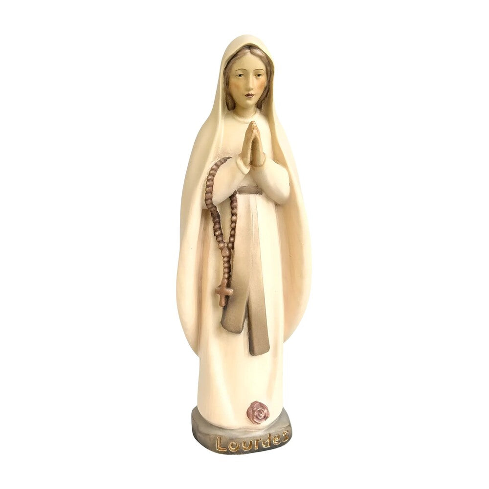 Our Lady of Lourdes Statue and Figurine in Hand-carved Val Gardena Wood