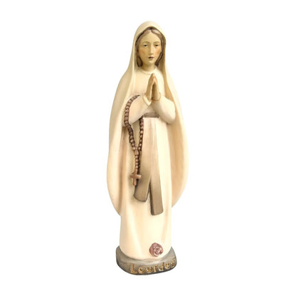 Our Lady of Lourdes Statue and Figurine in Hand-carved Val Gardena Wood