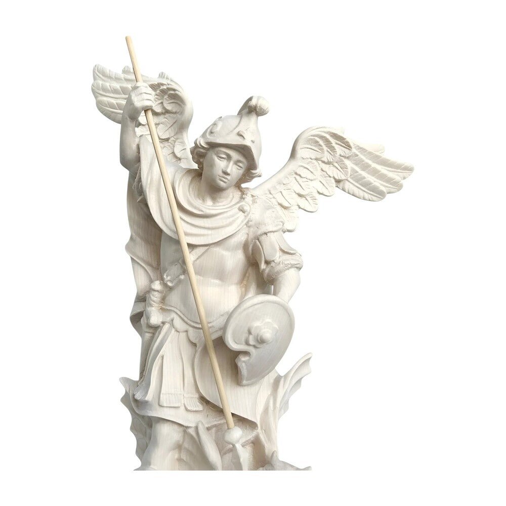 Archangel Michael Defeating Satan Statue - Val Gardena Wood Sculpture