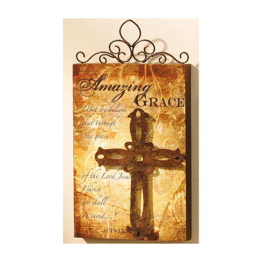 Amazing Grace Wall Plaque with Metal Cross