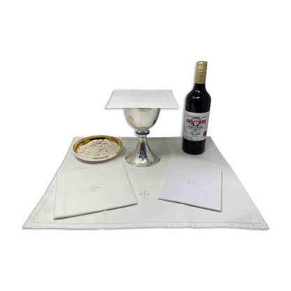 100% Cotton Mass Linens with White Greek Cross Embroidery