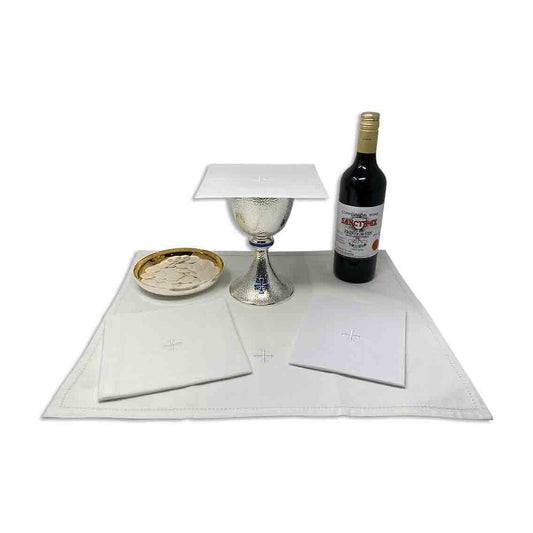 100% Cotton Mass Linens with White Greek Cross Embroidery