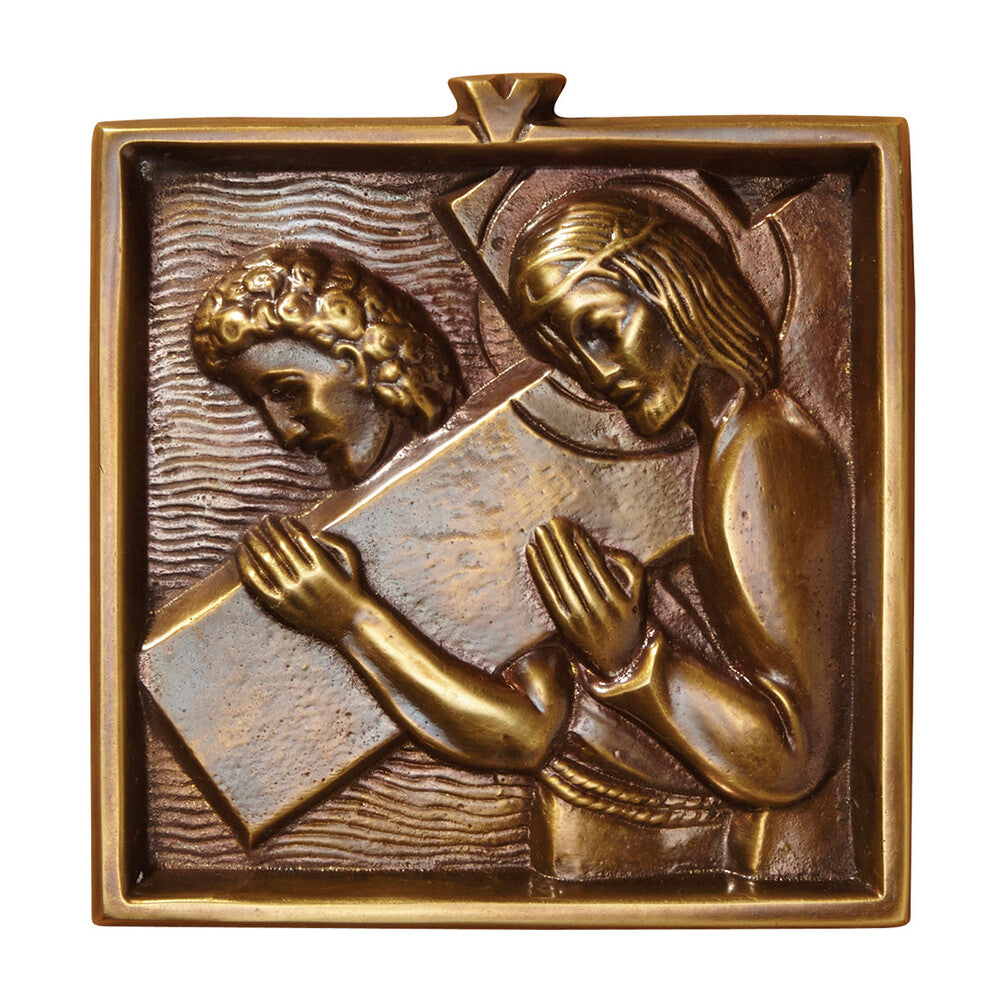 4 3/4" Square Brass Stations of the Cross Set