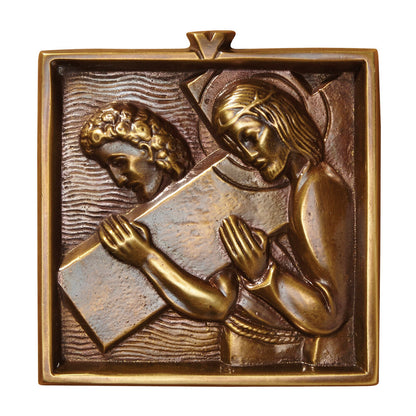 4 3/4" Square Brass Stations of the Cross Set