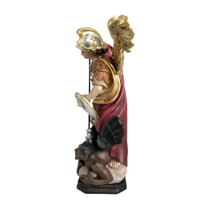 Archangel Michael Defeating Satan Statue - Val Gardena Wood Sculpture